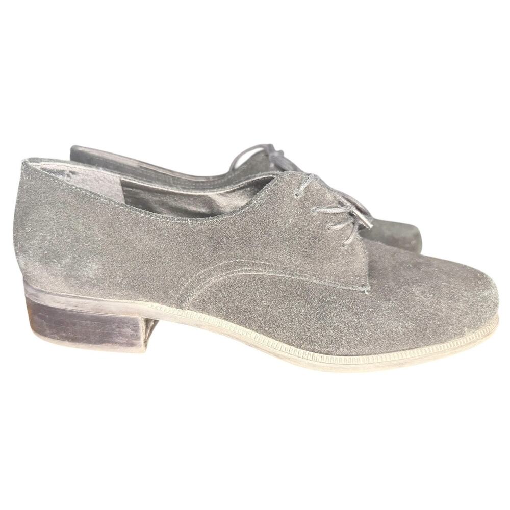 Vtg 90s Easy Spirit Suede Leather Heeled Oxford Shoes 7.5 Black Preppy Academia